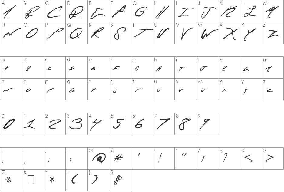 Aquila Cs font character map preview