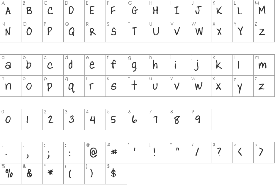Gweeble font character map preview