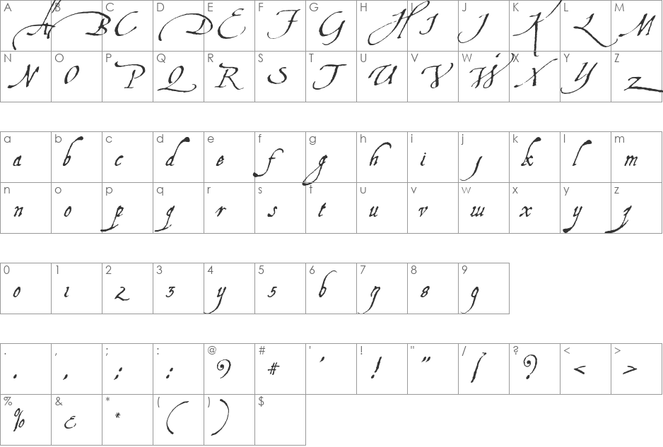 Aquiline font character map preview