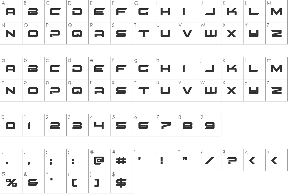 Gypsy Killer font character map preview