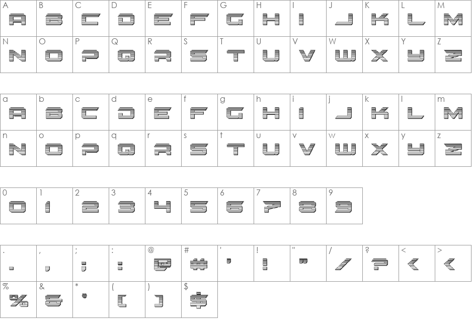 Gypsy Killer Chrome font character map preview