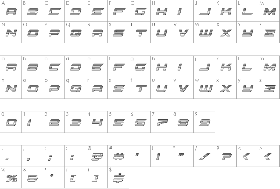 Gypsy Killer Chrome Italic font character map preview