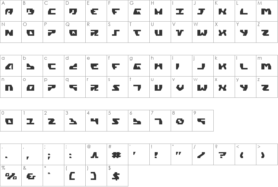 Gyrfalcon font character map preview