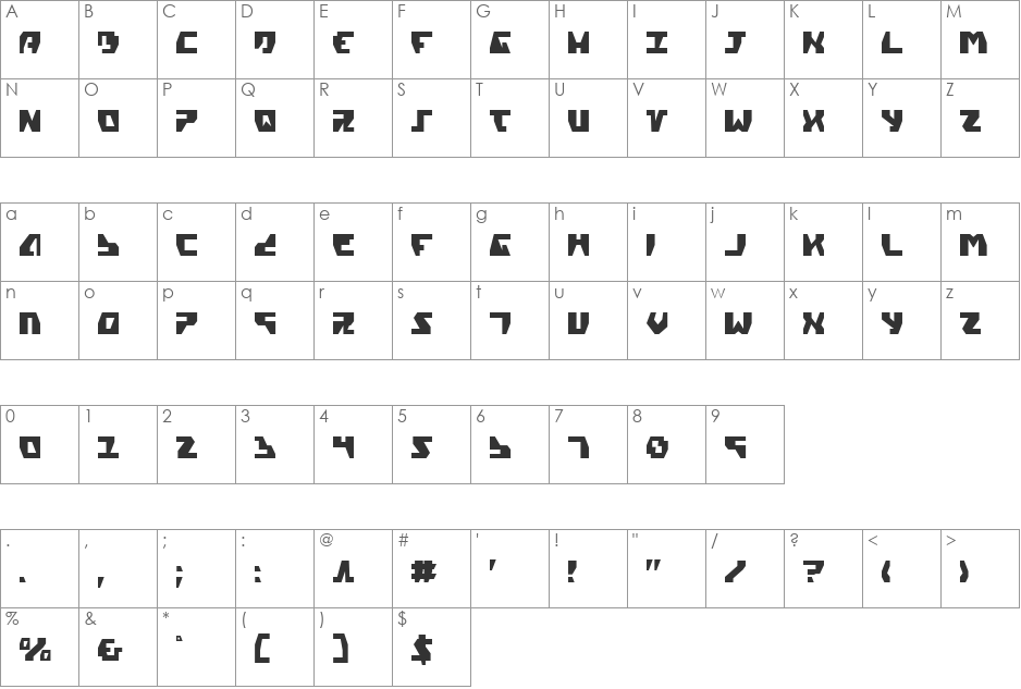 Gyrfalcon Condensed font character map preview
