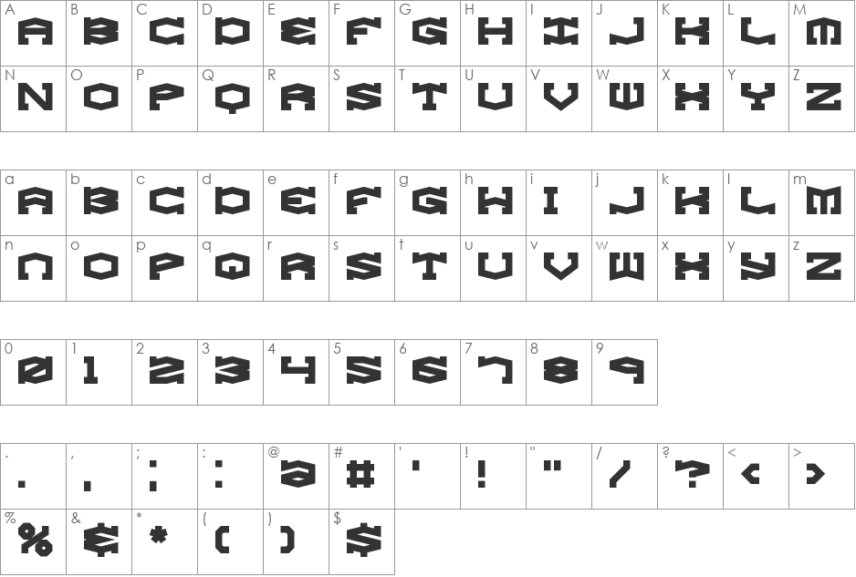 Gyrose BRK font character map preview