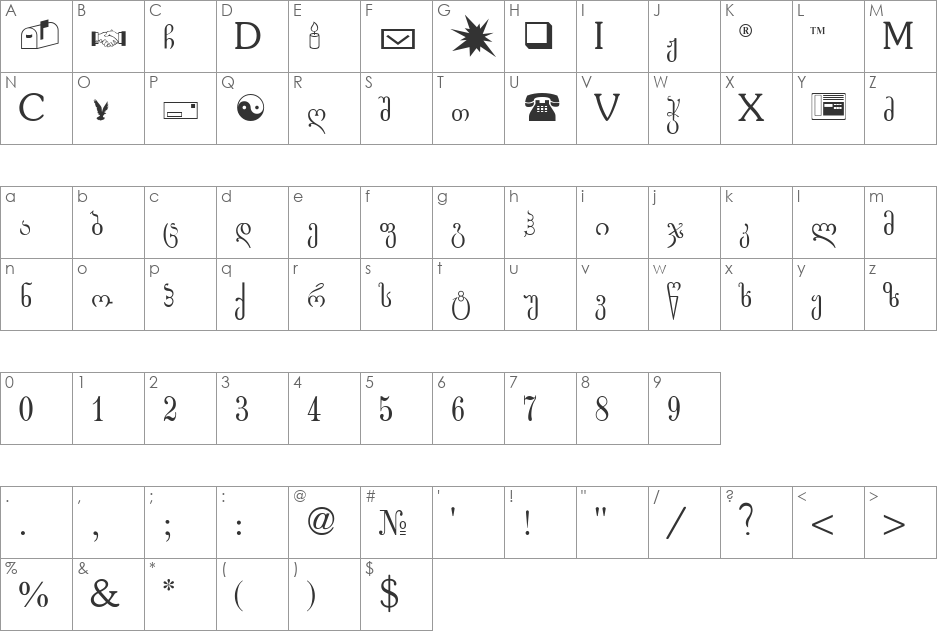 G_Gog font character map preview