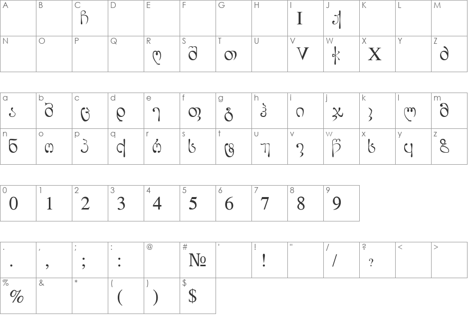 G_lord font character map preview