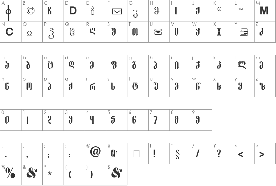 G_Mgelato font character map preview