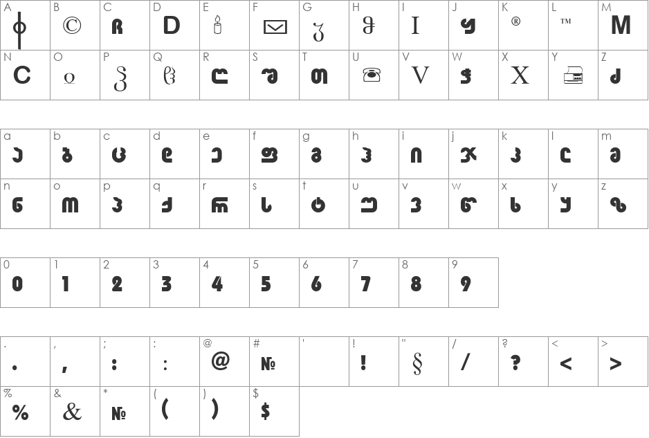 G_NMmamuk font character map preview