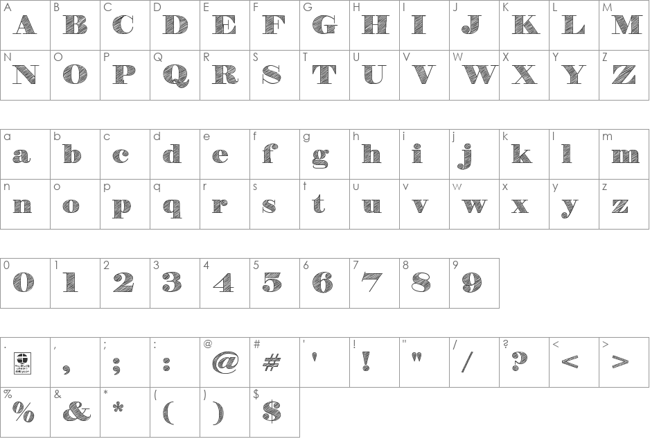 H&B Sketch Demo font character map preview