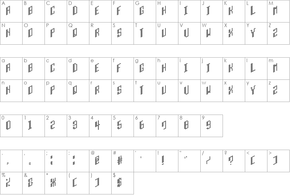 H.I.B. Cell font character map preview