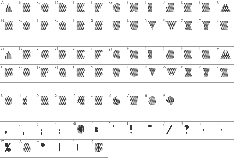 H1N1 font character map preview