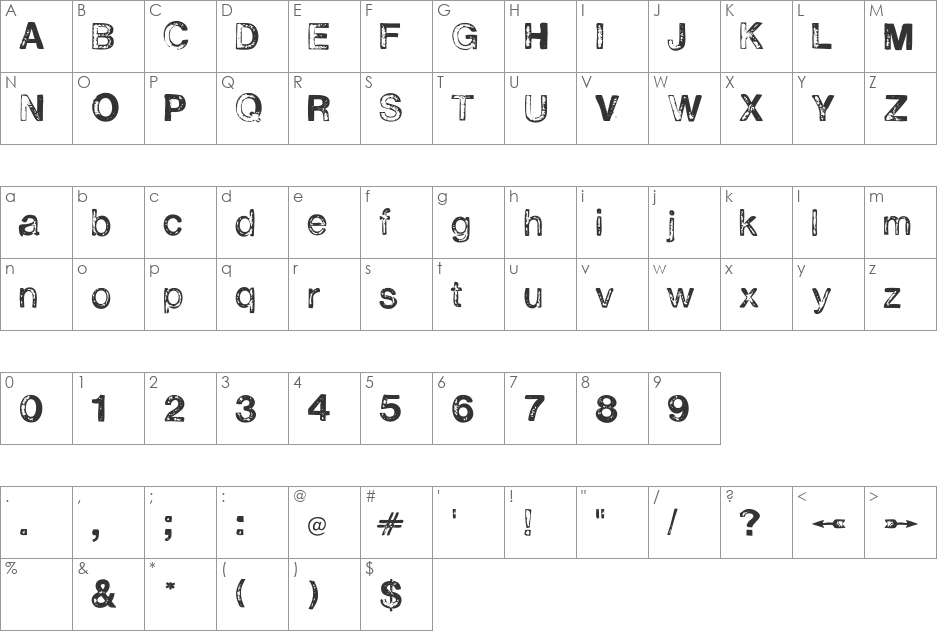 H2D2-Alevita font character map preview