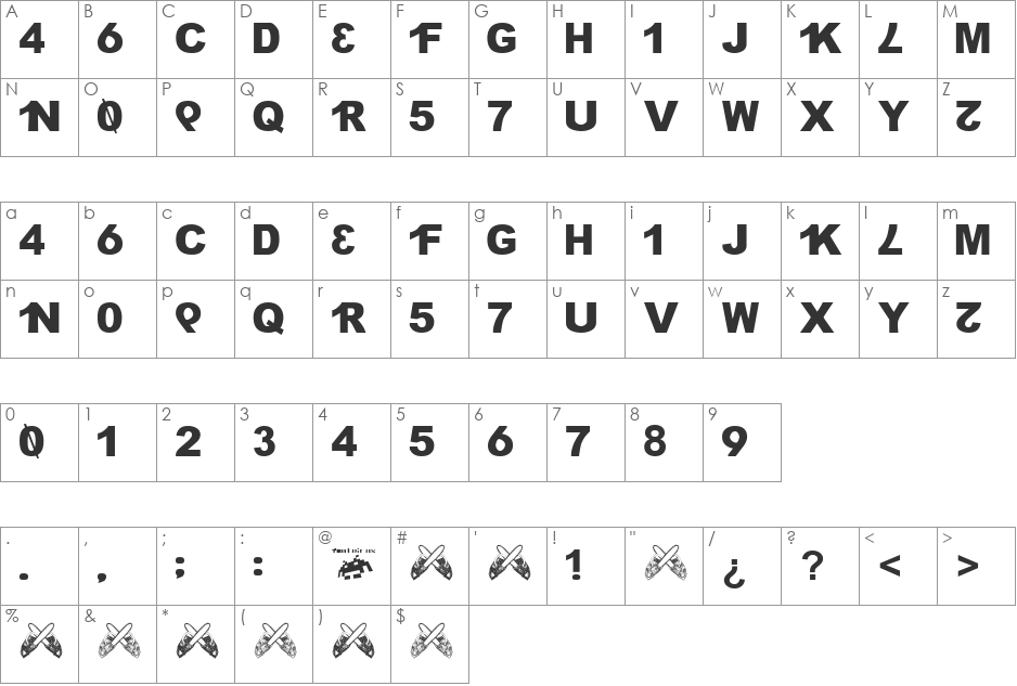 H4XX0R font character map preview