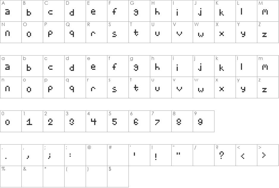 H5Bitjun font character map preview