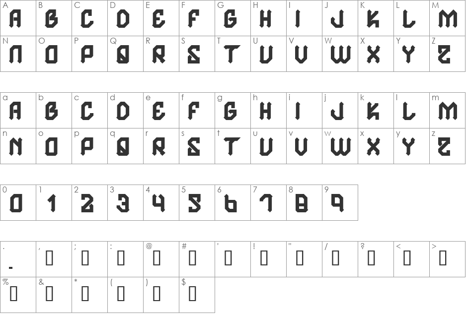 H74 Cairissian font character map preview