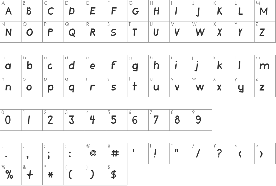 Aquillia font character map preview