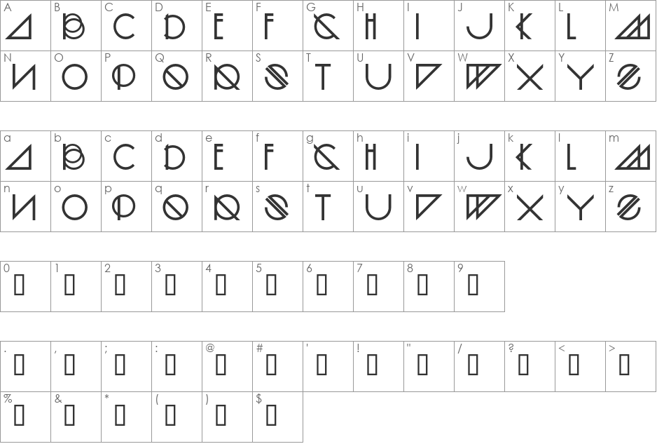 H74 Dreamwave font character map preview