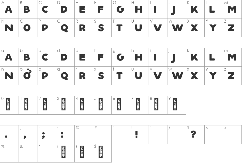 Aquino font character map preview