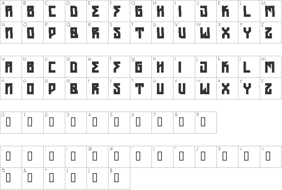 H74 Mayhem Black font character map preview