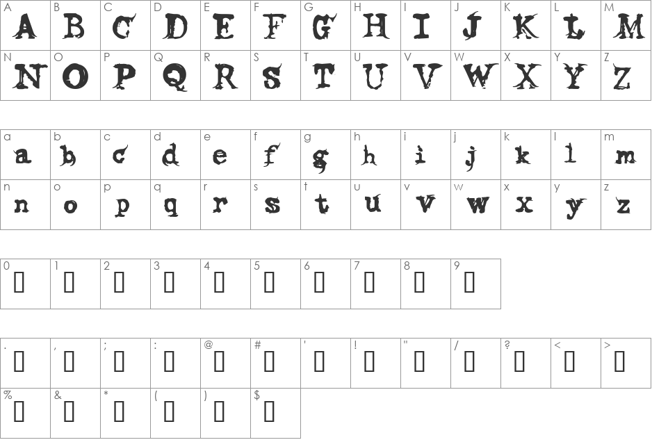 H74 Proclivity font character map preview