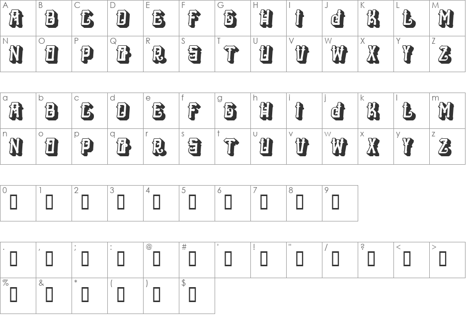 H74 The Nomad Heavy font character map preview