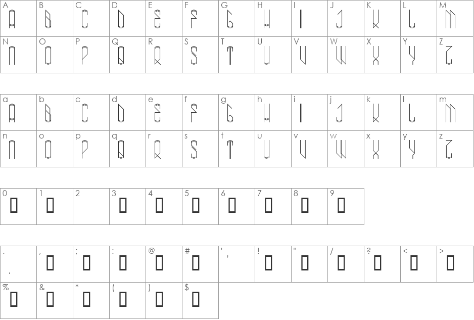 H74 Yo'Santos font character map preview