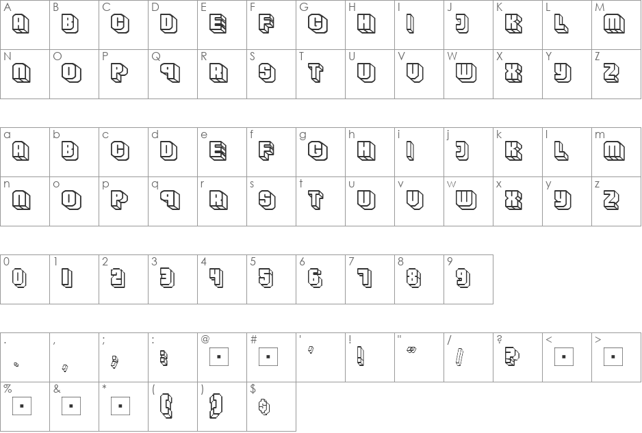 Habbo font character map preview