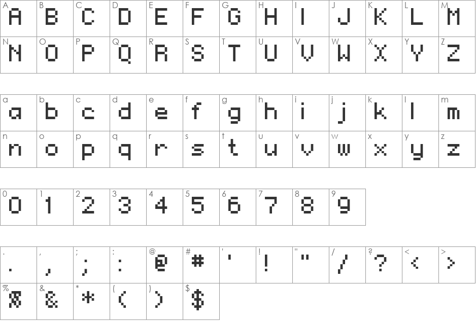 HachipochiEightAl font character map preview