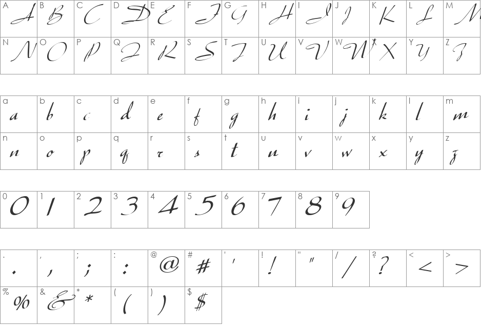 Hack font character map preview