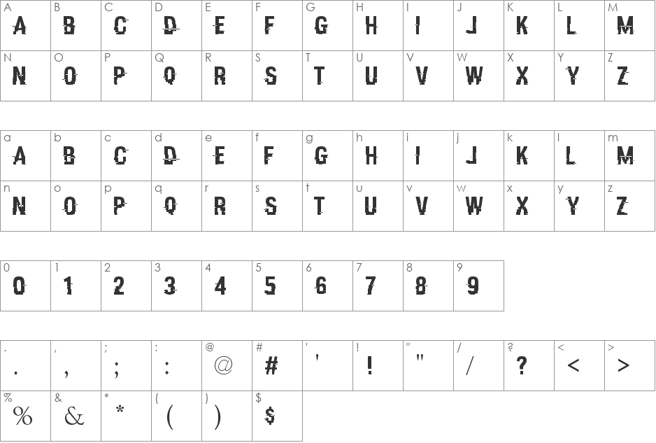 HACKED font character map preview