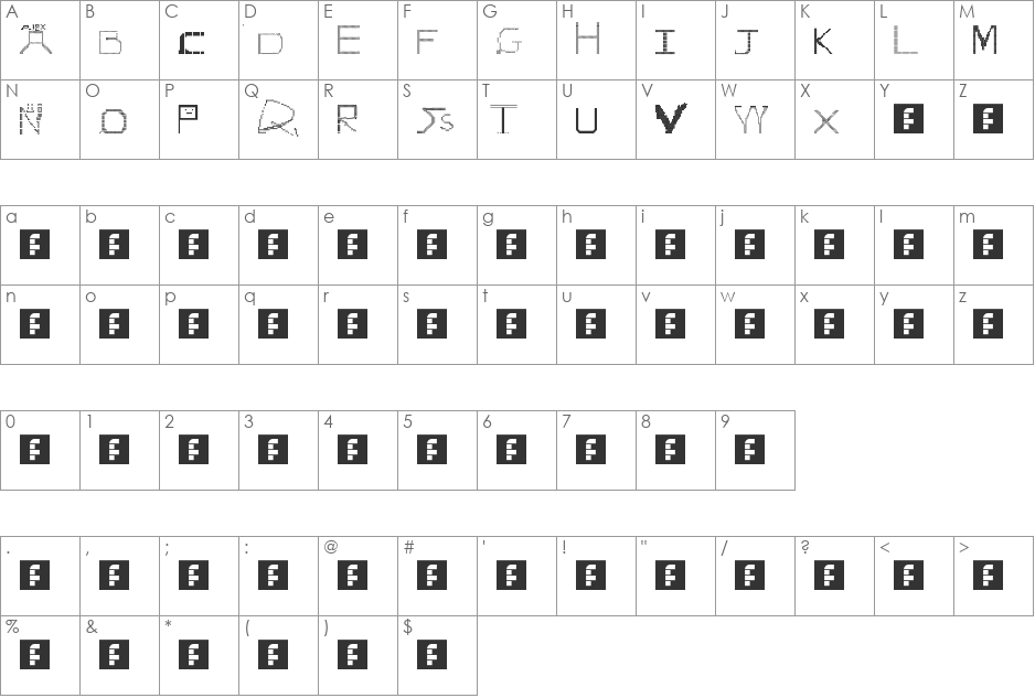 Hacked by ke$ha font character map preview