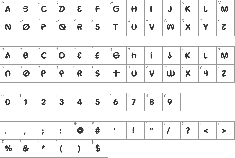 HackeIt Bold font character map preview