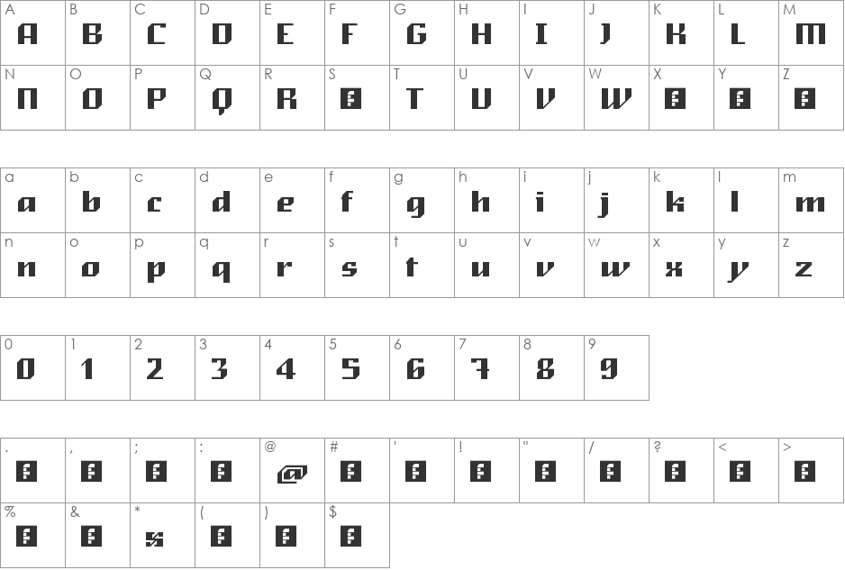 Hacklaviva font character map preview