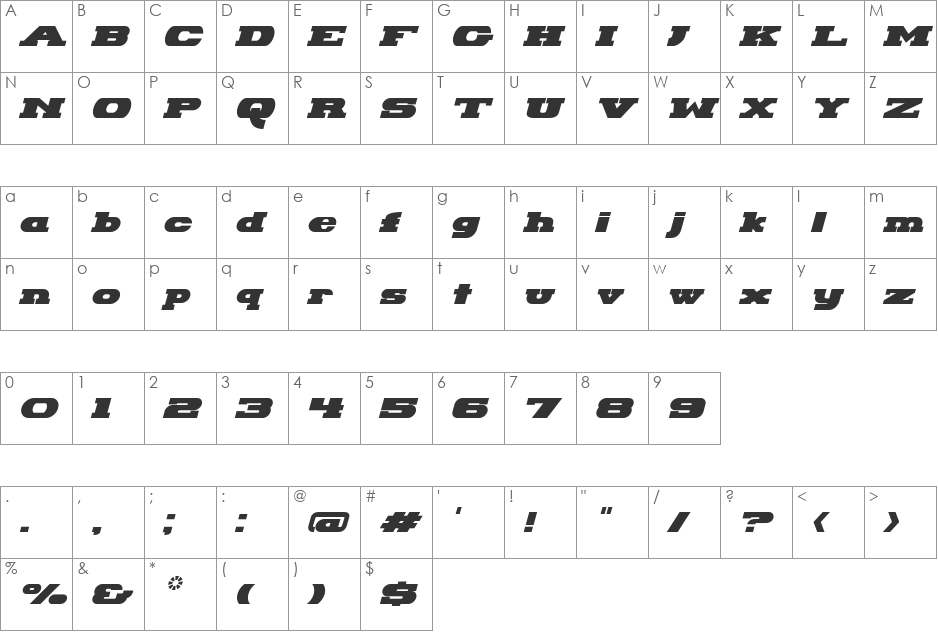 Hackney Block font character map preview