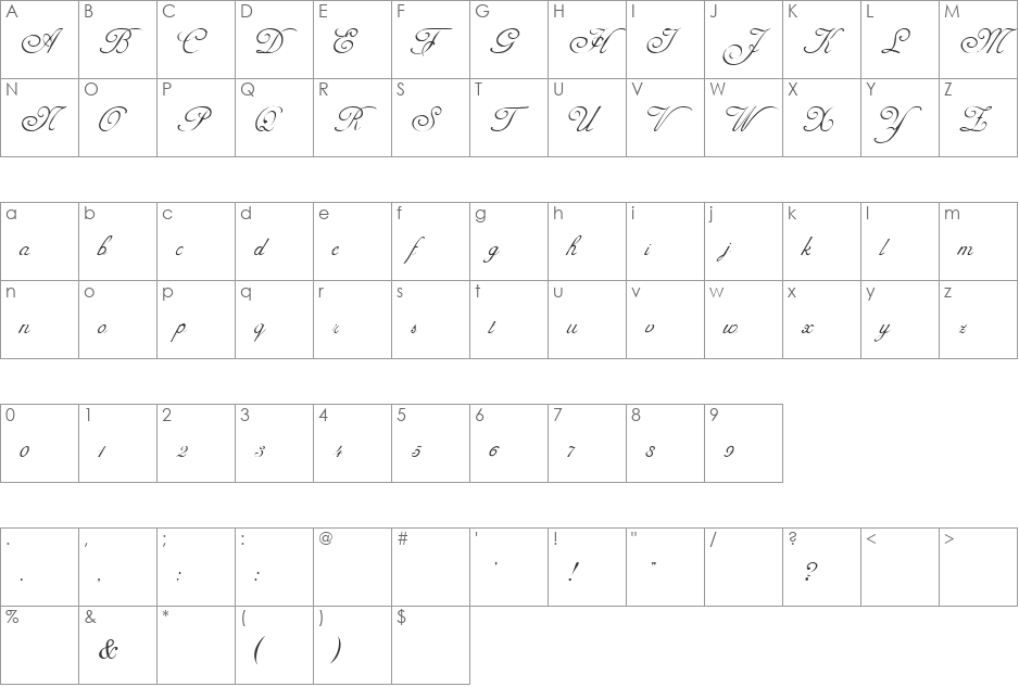 Haggard font character map preview