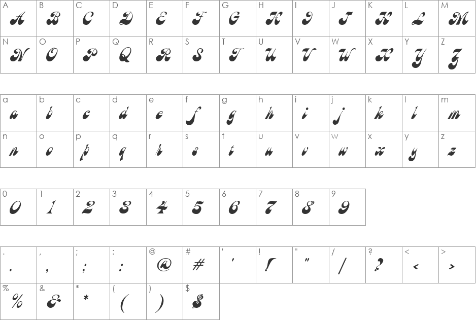 HaightCondensed font character map preview