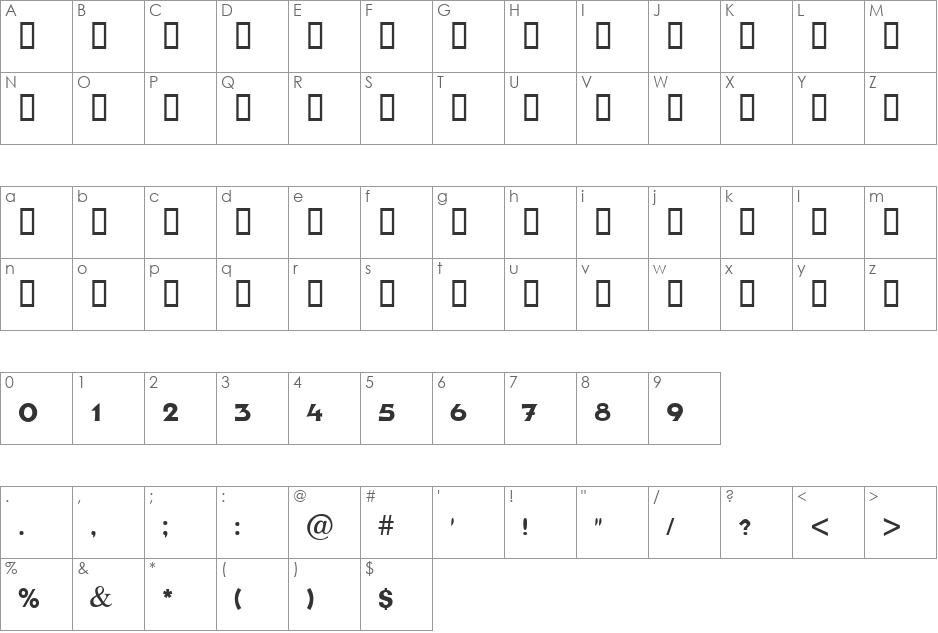 Haim new font character map preview