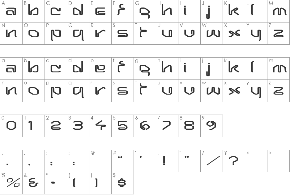 Hairpin-Normal Ex font character map preview