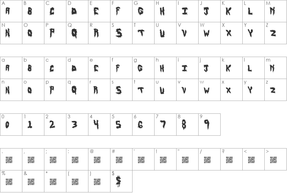 HairyFun font character map preview
