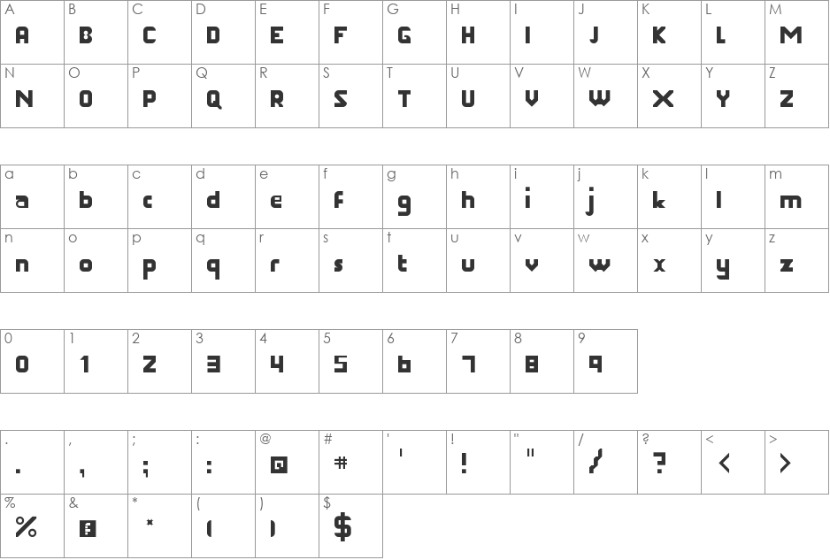 Hakelgraph font character map preview