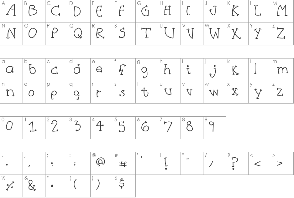 Half Curve font character map preview