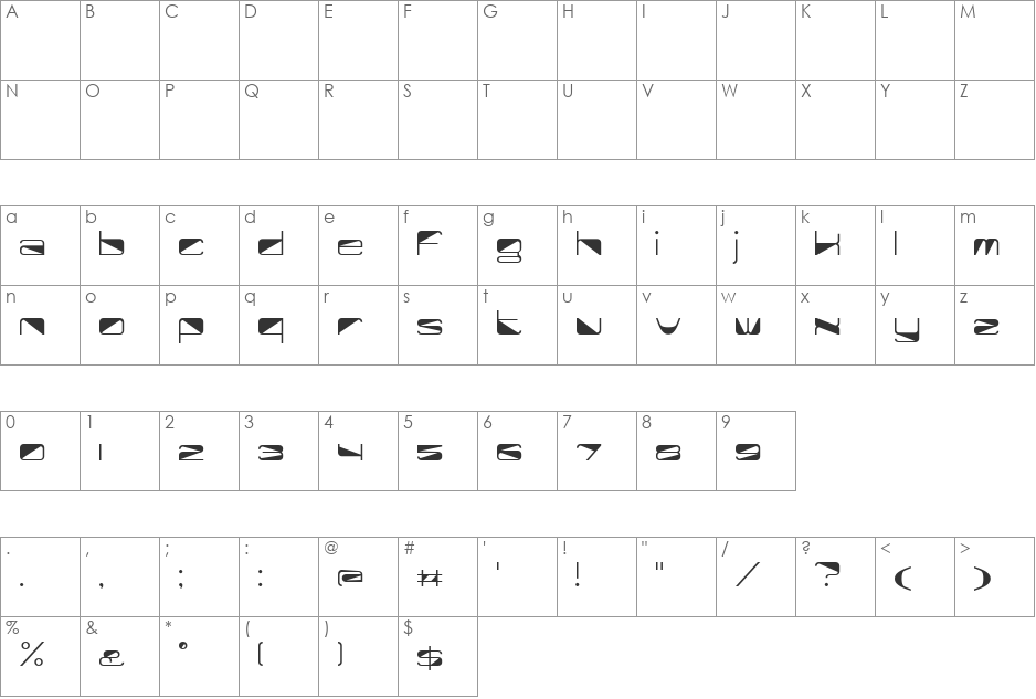 Half Cut font character map preview