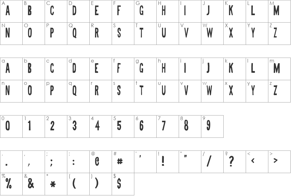 Half Cut Gothic font character map preview