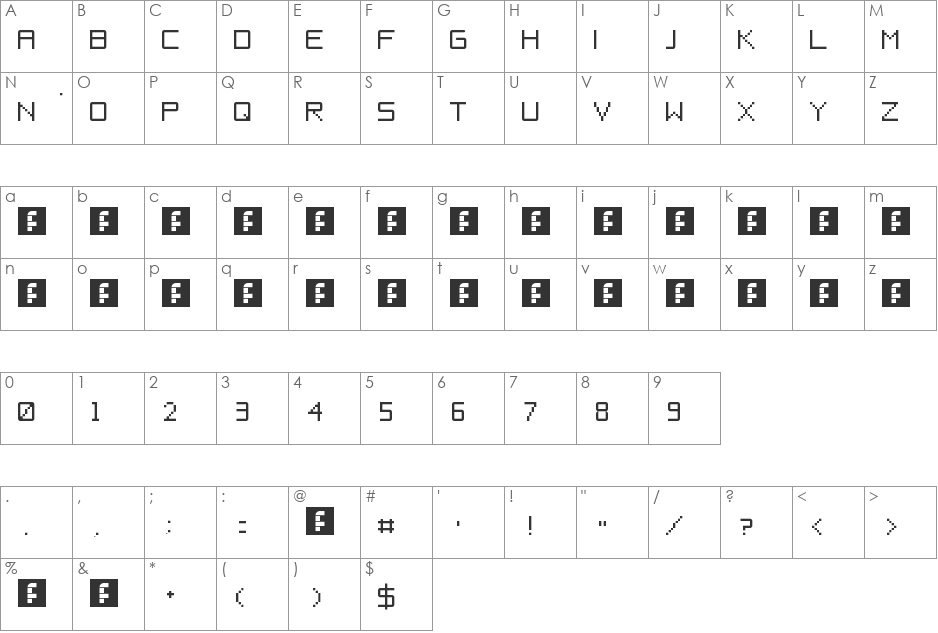 Half D font character map preview