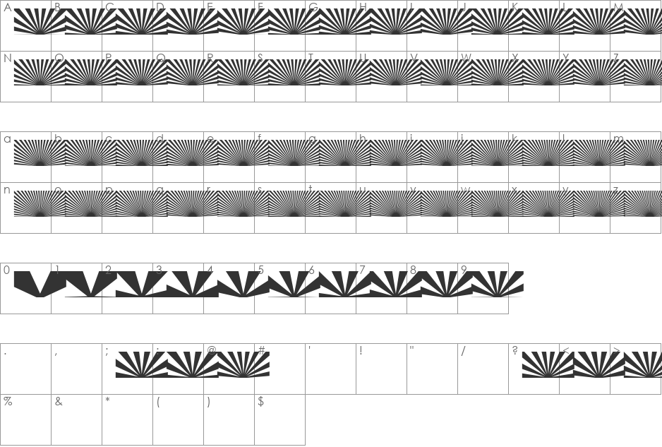Half SunBurst-w4-02 font character map preview