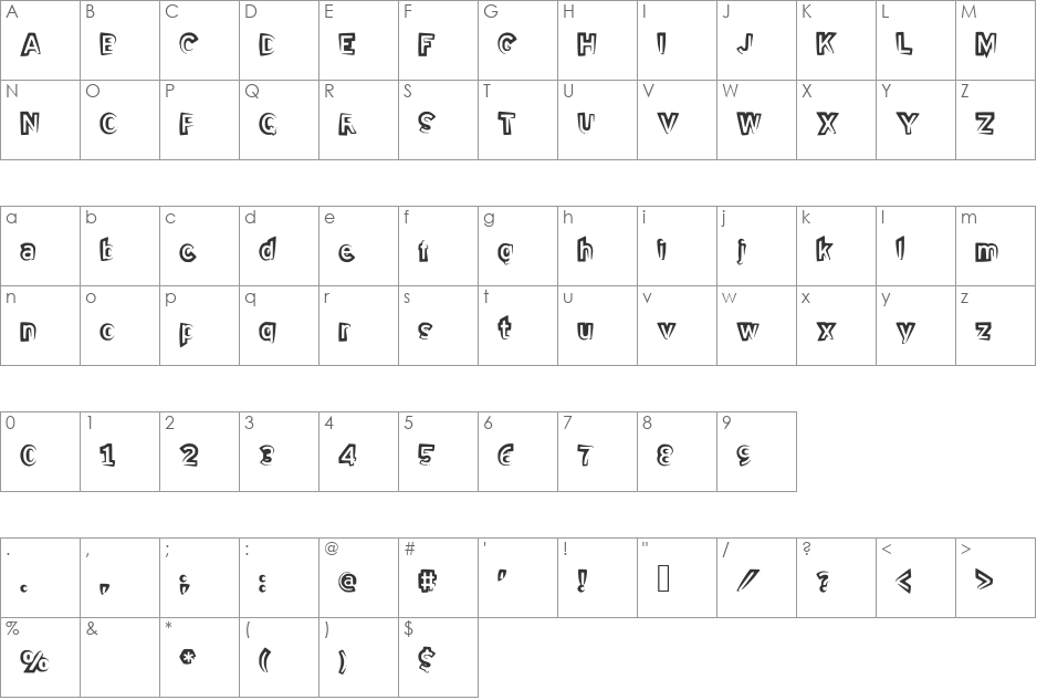 HalfHalf font character map preview