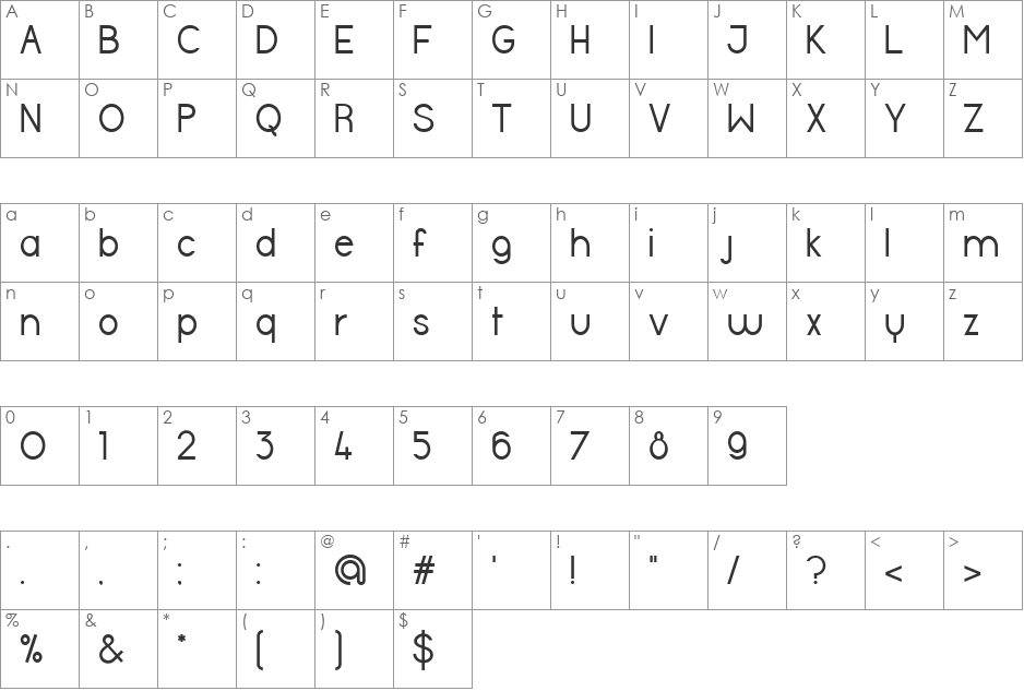 Halfmoon font character map preview
