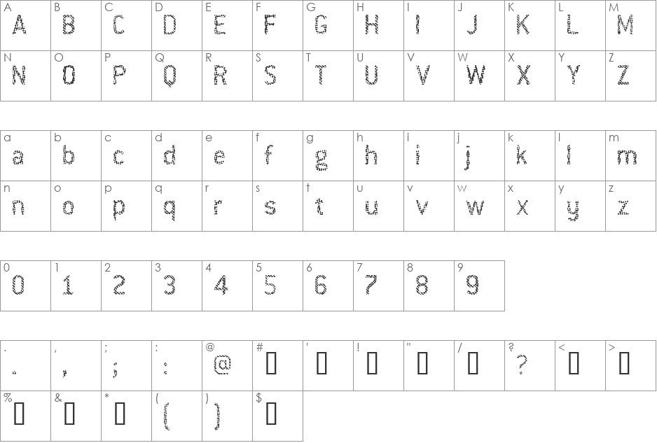 Halftone font character map preview