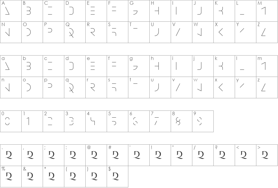 Halfway (Straight) Normal font character map preview